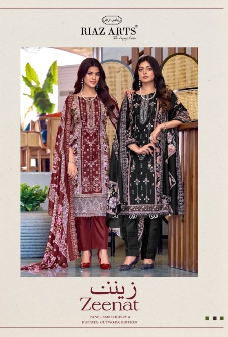Zeenat By Riaz Arts Lawn Cotton Embroidery Dress Material 